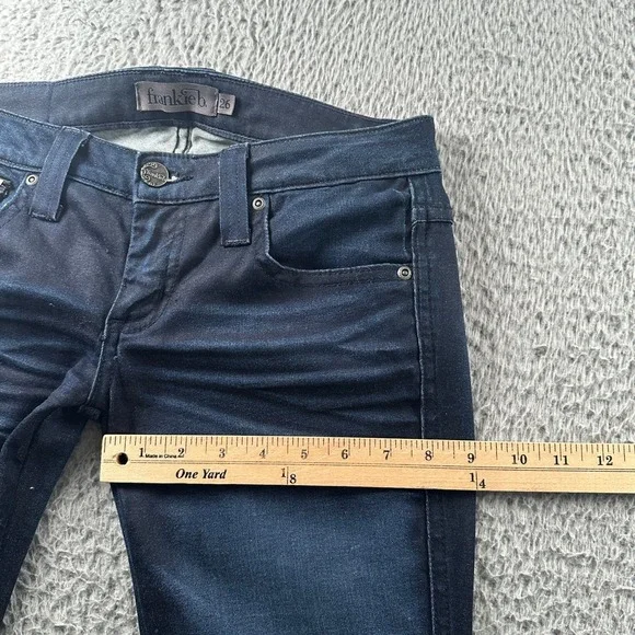 Frankie B Jeans Womens 26 Dark Wash Flare Leg Zip Pockets Stretch Low Rise - Picture 9 of 16